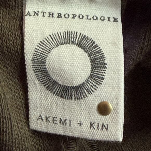 Akemi + Kin Anthropologie Top Size Large Dandelion Embroidered Beaded Boho Olive - Picture 8 of 10